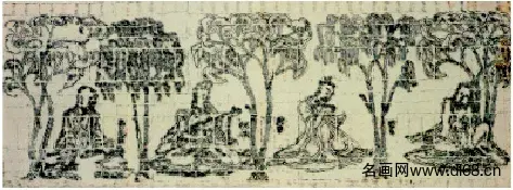 竹林七贤与荣启期砖画