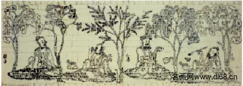 竹林七贤与荣启期砖画