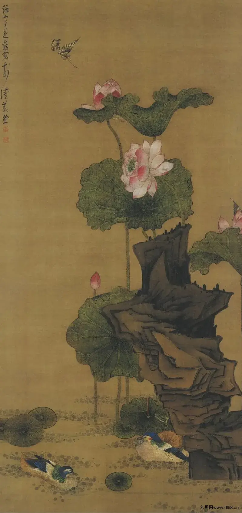 荷花鸳鸯图-陈洪绶-高清下载