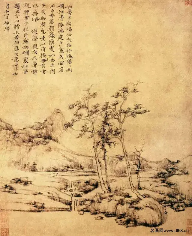 幽涧寒松图-倪瓒-高清下载