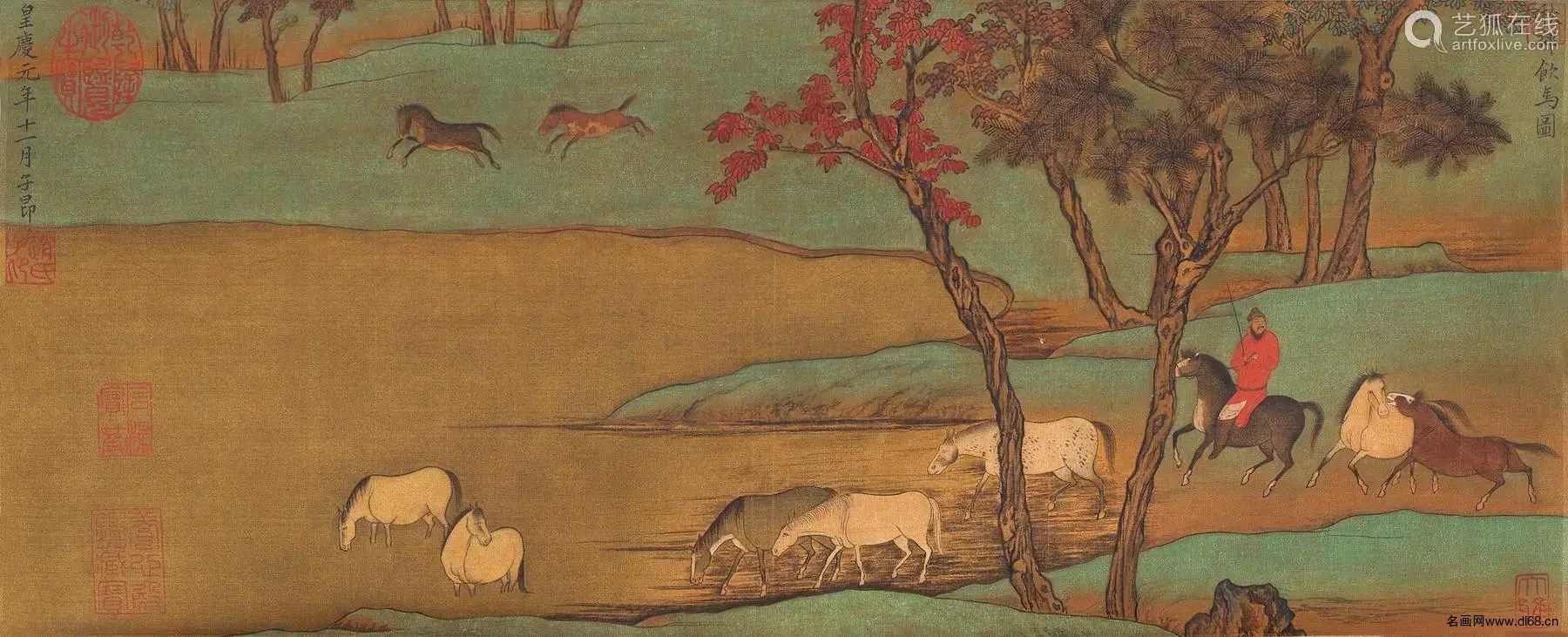 秋郊饮马图-赵孟頫