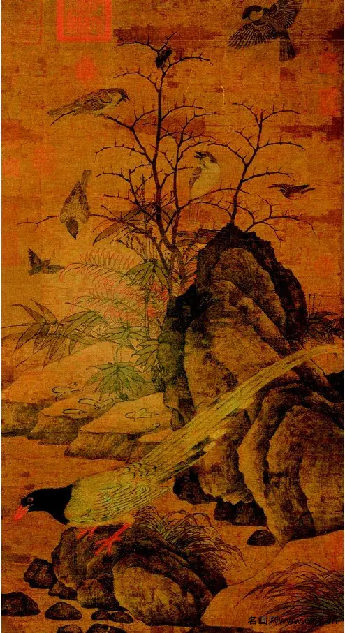 山鹧棘雀图-黄居寀-高清下载