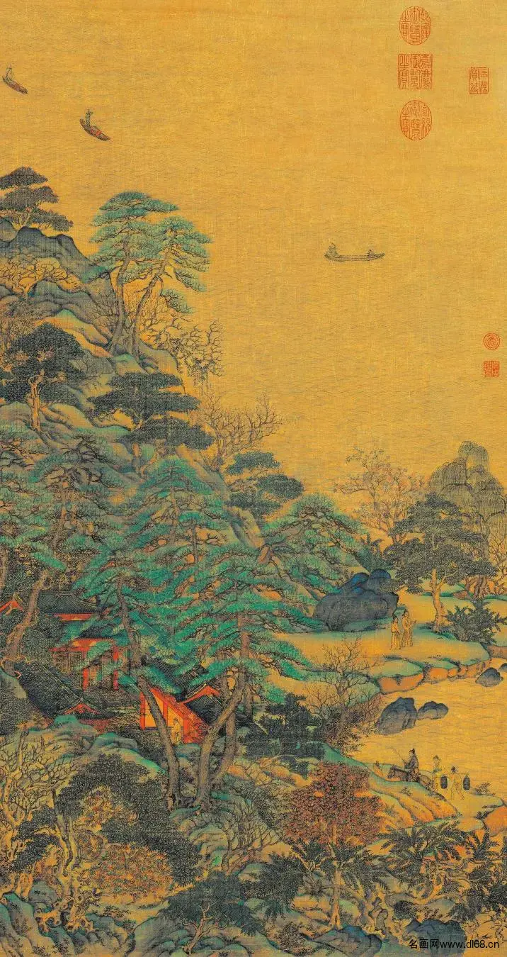 江帆楼阁图-李思训-高清下载