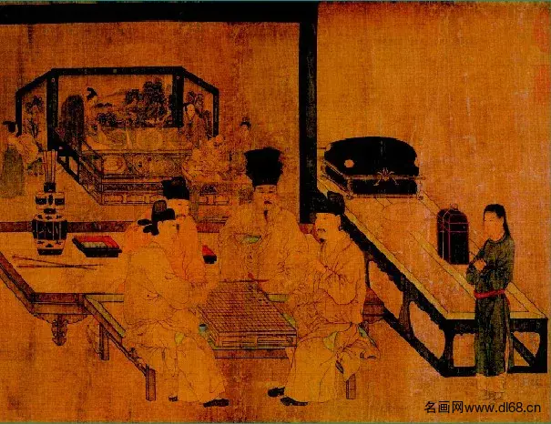 重屏会棋图-周文矩-高清下载