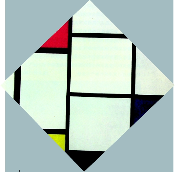 红、白、蓝的菱形画--蒙德里安