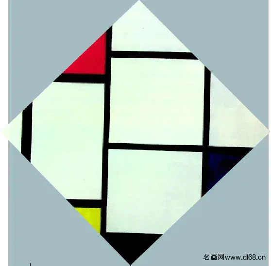 红、白、蓝的菱形画--蒙德里安