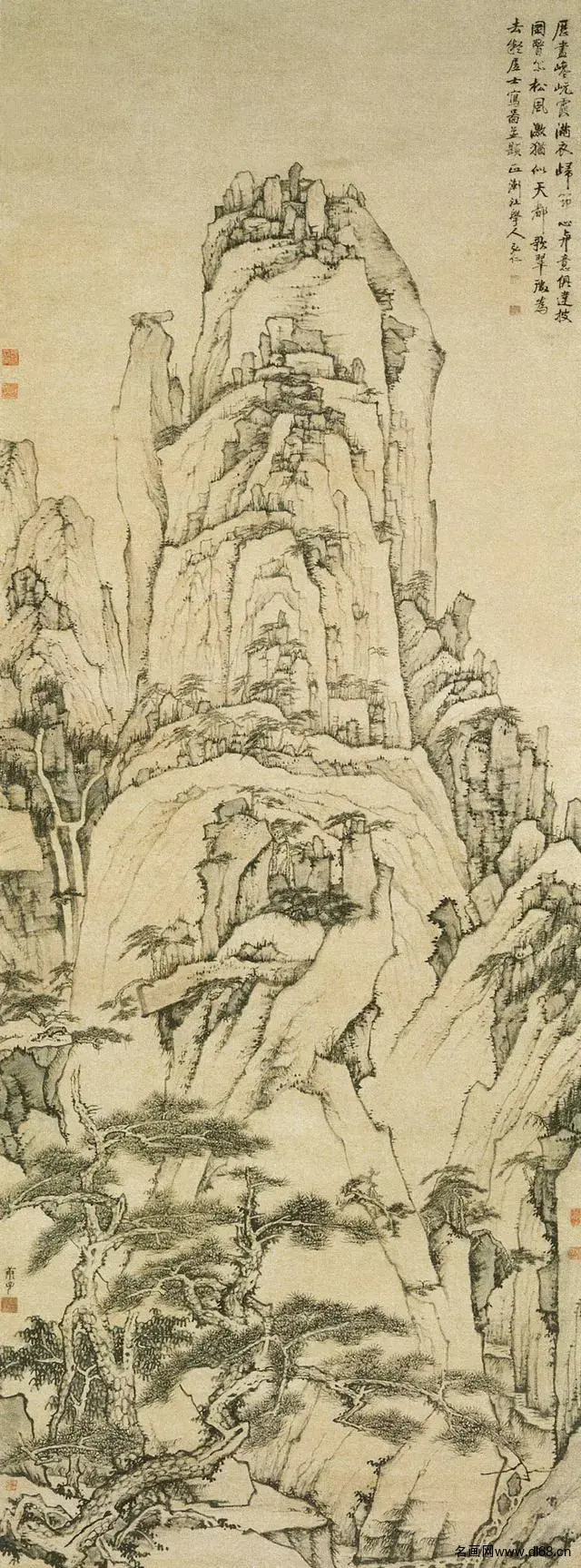 天都峰图轴-弘仁